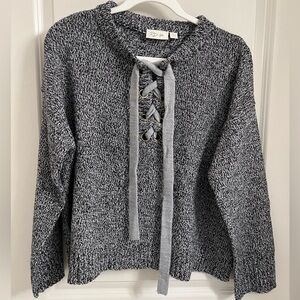 RD STYLE Dark Grey Maca Heather Lace Up Pullover Size Medium